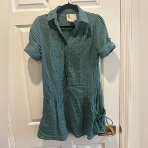 Green Cotton Dress With Pockets